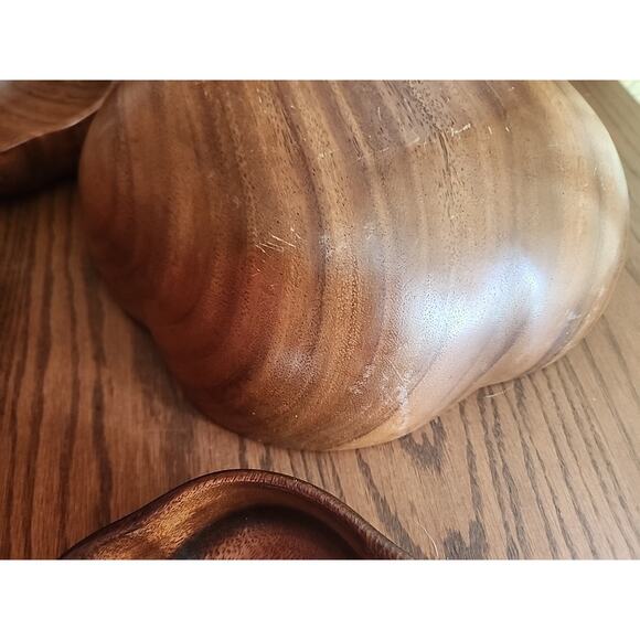 Philart Monkeypod Wood Salad Bowls With4 Serving Bowls - Picture 9 of 9